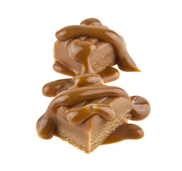 caramel isolated on white background closeup