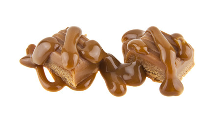 caramel isolated on white background closeup