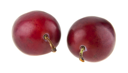 plums isolated on white background