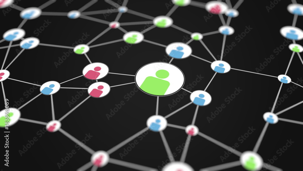 Aufkleber social network users activity 3d rendering
