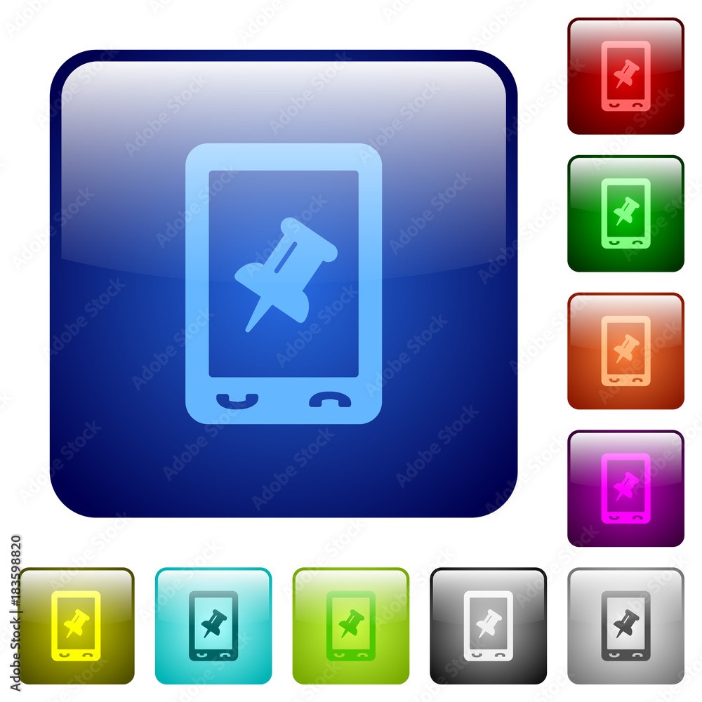 Poster mobile pin data color square buttons