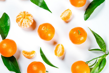Ripe Orange Tangerine (Mandarin) With Leaves Close-up On The White Background.