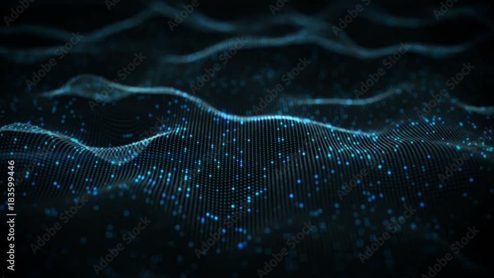 Poster futuristic blue neural network. abstract science fiction concept. seamless loop 3d animation rendere