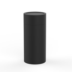 Round cardboard packaging box on isolated white background, 3d illustration