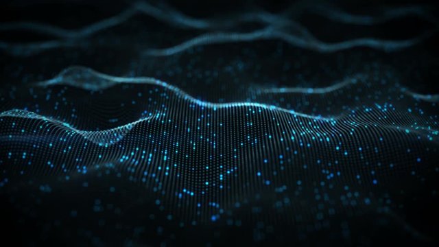 Futuristic blue neural network. Abstract science fiction concept. Seamless loop 3D animation rendered with DOF 4k (4096x2304)
