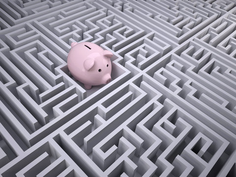 Piggy Bank inside the labyrinth maze