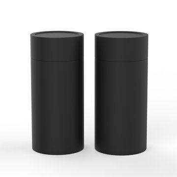 Round cardboard packaging box on isolated white background, 3d illustration