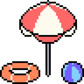 Vector Pixel Art Beach Umbrella