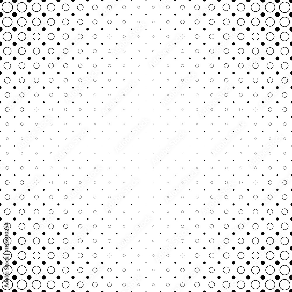Poster monochrome abstract circle pattern background - black and white geometric halftone vector graphic de