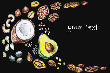 Healthy fats with place for text