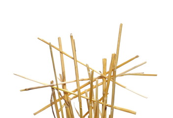 Straw pile isolated on white background, clipping path