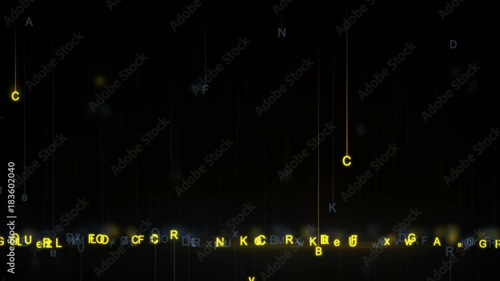 Poster random yellow alphabet letters. abstract futuristic technology concept. computer generated seamless 