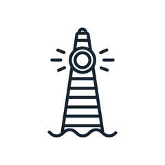 Lighthouse Beacon Sea Light Sign Symbol Minimalistic Color Flat Line Stroke Vector Icon