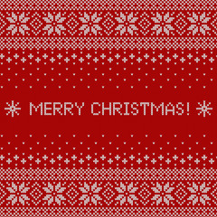 Merry Christmas background. Knitted scandinavian pattern.