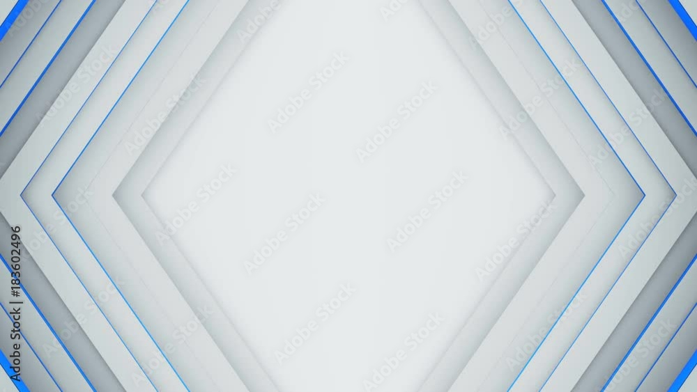 Poster white and blue rhomb frame 3d render. computer generated seamless loop smooth animation 4k uhd (3840