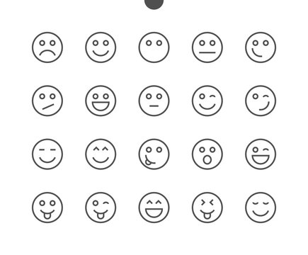Emotions UI Pixel Perfect Well-crafted Vector Thin Line Icons 48x48 Ready for 24x24 Grid for Web Graphics and Apps with Editable Stroke. Simple Minimal Pictogram