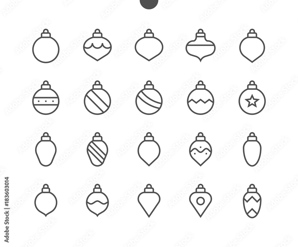 Poster toys on the christmas tree ui pixel perfect well-crafted vector thin line icons 48x48 ready for 24x2