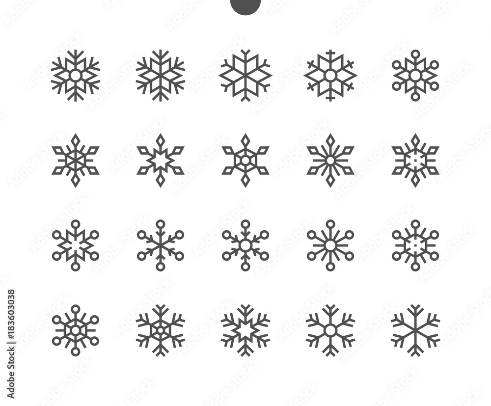 Poster snowflakes ui pixel perfect well-crafted vector thin line icons 48x48 ready for 24x24 grid for web g