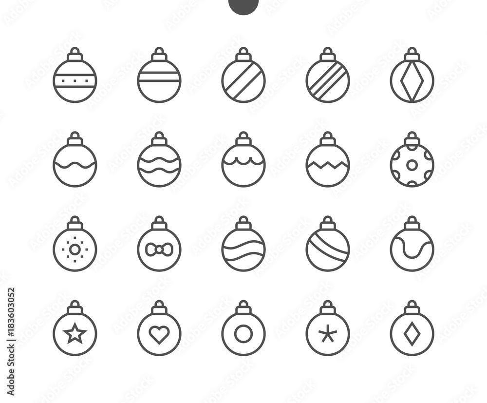 Poster christmas balls ui pixel perfect well-crafted vector thin line icons 48x48 ready for 24x24 grid for 