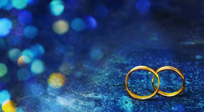 Flyer or web banner With Two wedding Gold Rings