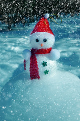 Christmas Snowman in snow