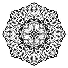 Flower Mandala. Vintage decorative elements. Oriental pattern, vector illustration. Coloring book page. Islam, Arabic, Indian, moroccan spain turkish mystic ottoman motifs