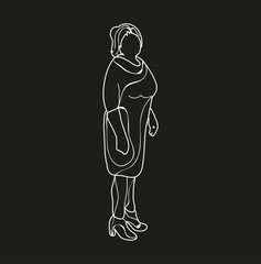 isolated, sketch on a black background woman