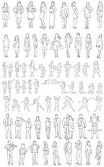 sketch of people, men, girls, women, collection