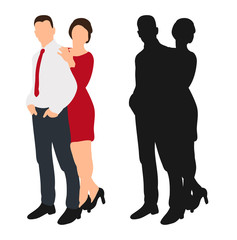 guy and girl without a face, flat style