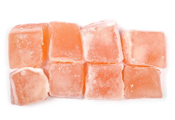 Turkish delight isolated on white background, top view