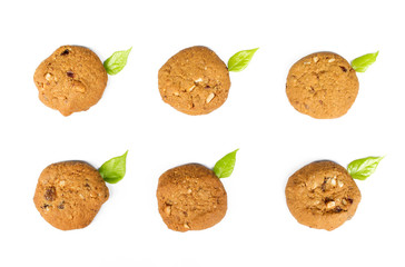 Oatmeal raisin cookie isolated on a white background