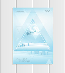 Vector brochure A5 or A4 format silhouette Santa Claus Christmas New Year 2018 design corporate style