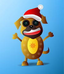 Vector illustration of a Christmas dog to the Chinese New Year.