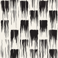 Vector seamless pattern with brush stripes and strokes. Black and white background with ink elements. Hand painted grunge texture.
