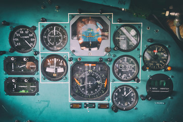 Control panel in a old ussr plane cockpit