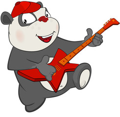 Fototapeta na wymiar Illustration of a Cute Panda Guitarist. Cartoon Character