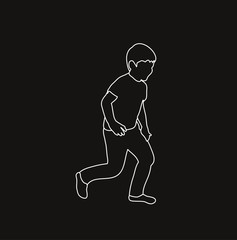 Fototapeta na wymiar isolated sketch on black background boy running