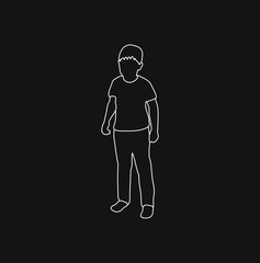 isolated sketch on a black background of a boy