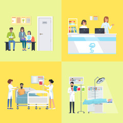 Reception and Patients on Vector Illustration