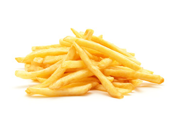 potato fry on white isolated background