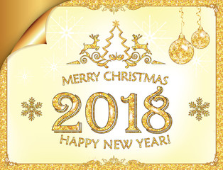 Fototapeta na wymiar Merry Christmas and Happy New Year! - greeting card card the holiday season 2018