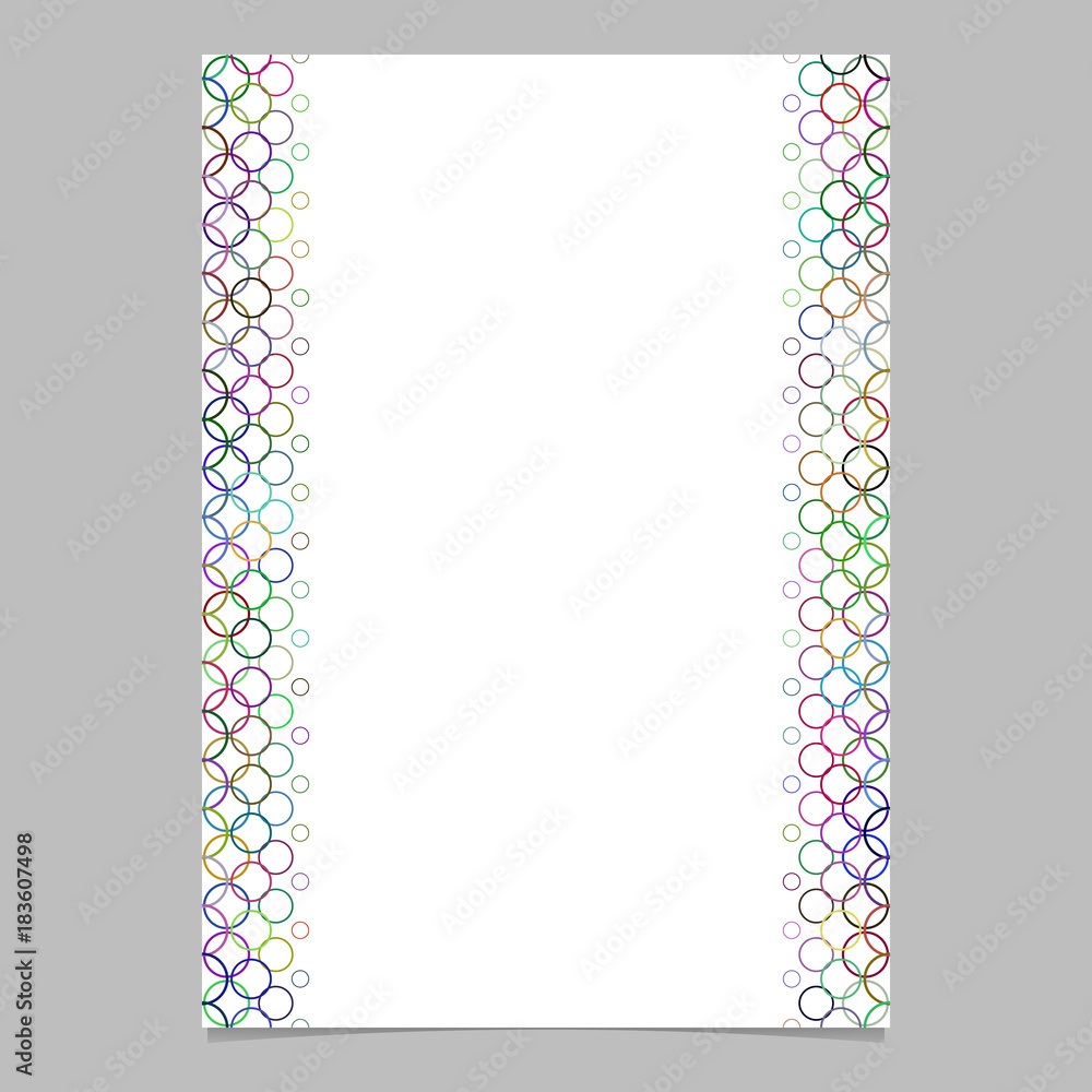 Poster multicolored circle pattern page border template - vector graphic from rings with white background f