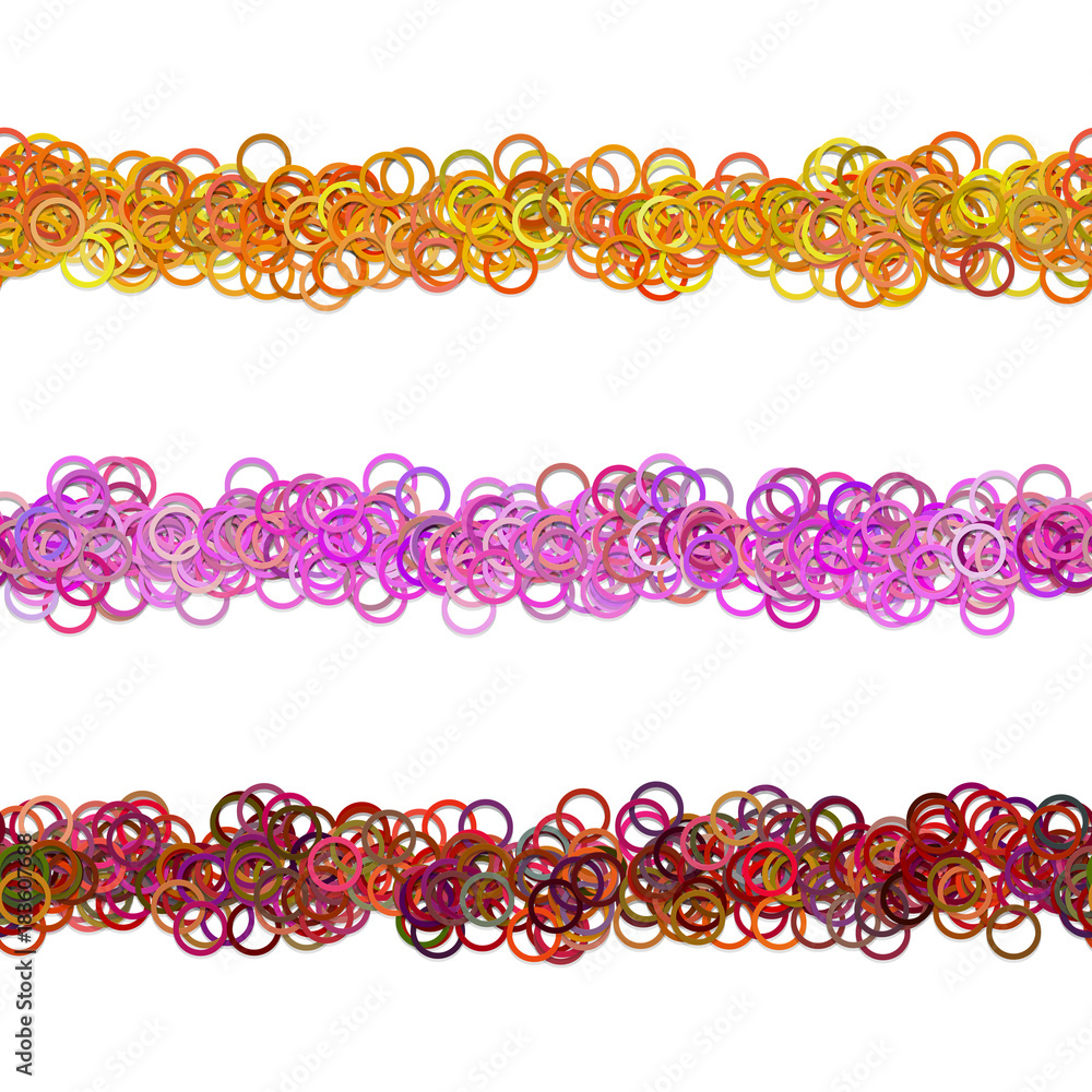 Poster abstract circle pattern web page separator line design set from colored rings - repeatable vector gr