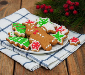 Christmas ginger and honey colorful cookies