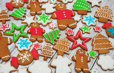 Christmas ginger and honey colorful cookies