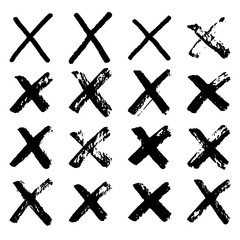 Obraz premium Grunge hand drawing crosses isolated on white background