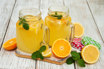 Jars with lemonade