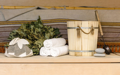 Fototapeta na wymiar marketing photo for sauna bath christmas new year