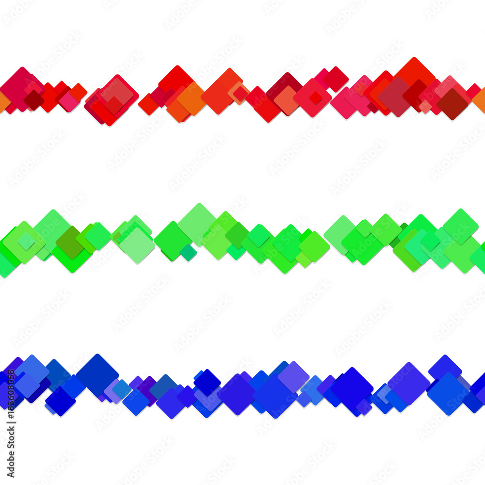 Poster seamless random square pattern paragraph divider line design set - vector design elements from color