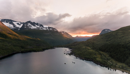 Colorful sunset in the Norwegian mountains